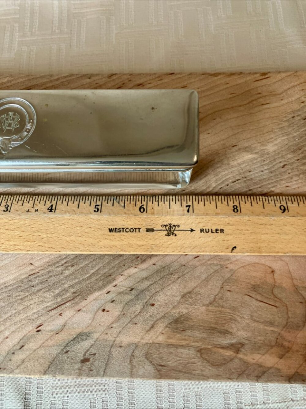 Vintage Silverplate Vanity Set w/ Scottish Buckle Crest and Monogram - Picture 10 of 14